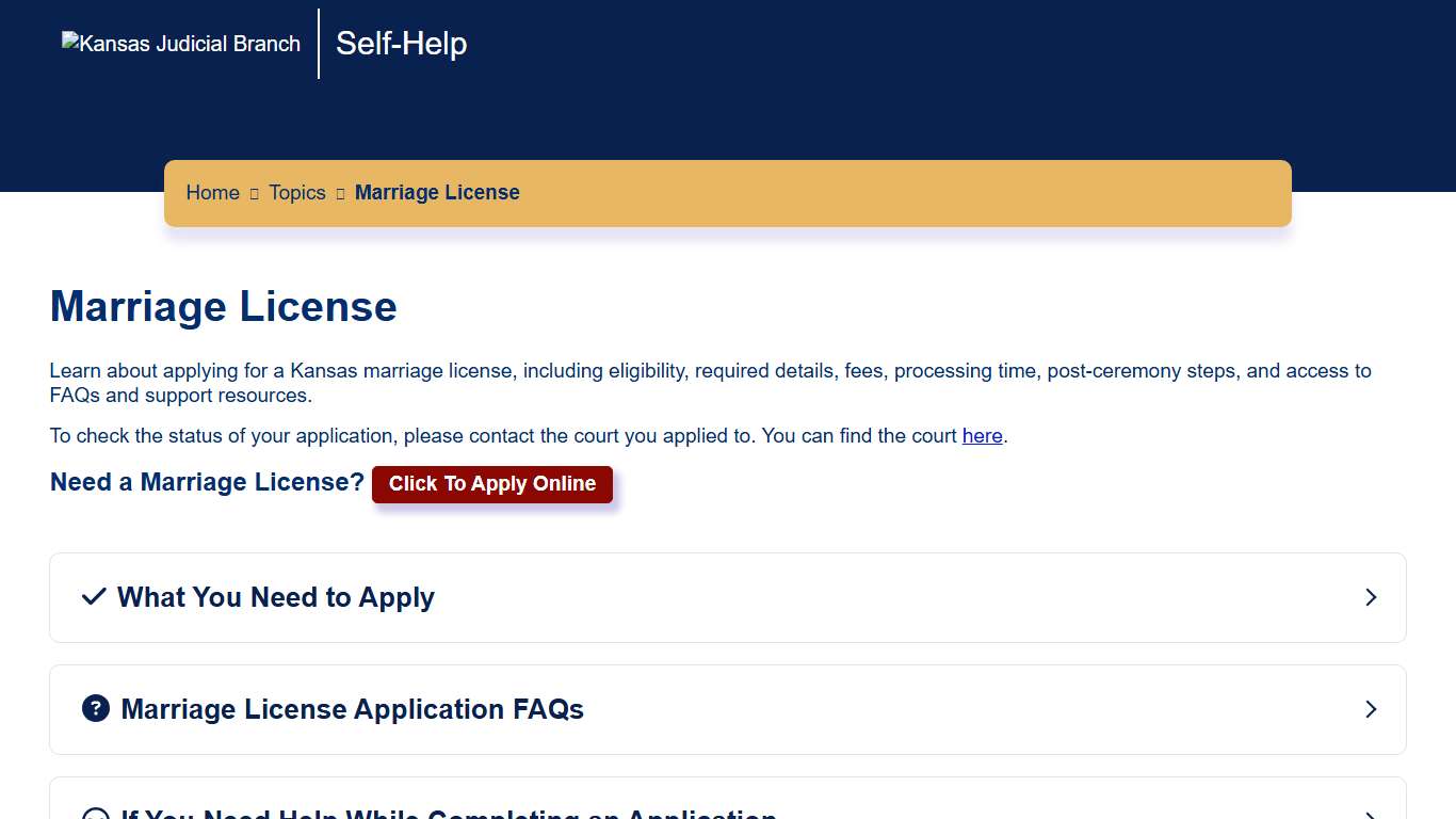 Marriage License - Kansas Self-Help
