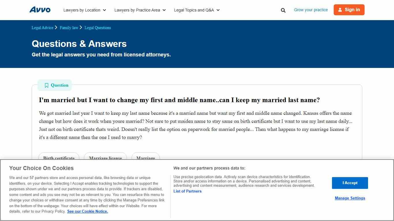 I'm married but I want to change my first and middle name..can I keep my married last name? - Legal Answers